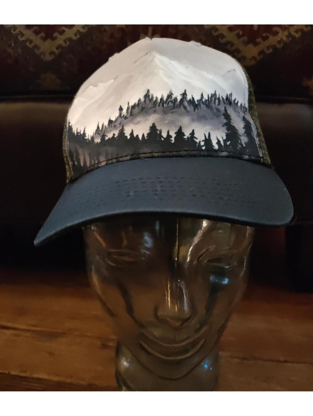 Youth size trucker hat cap - mountains EUC
